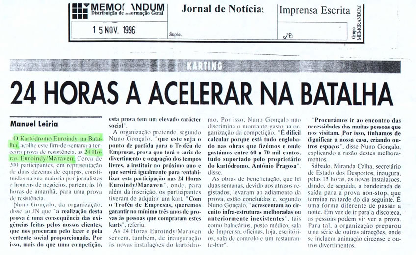 I Edição 24 Horas da Batalha 19961