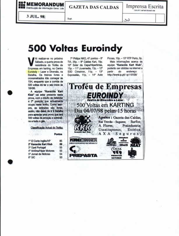 Imprensa escrita de 199847